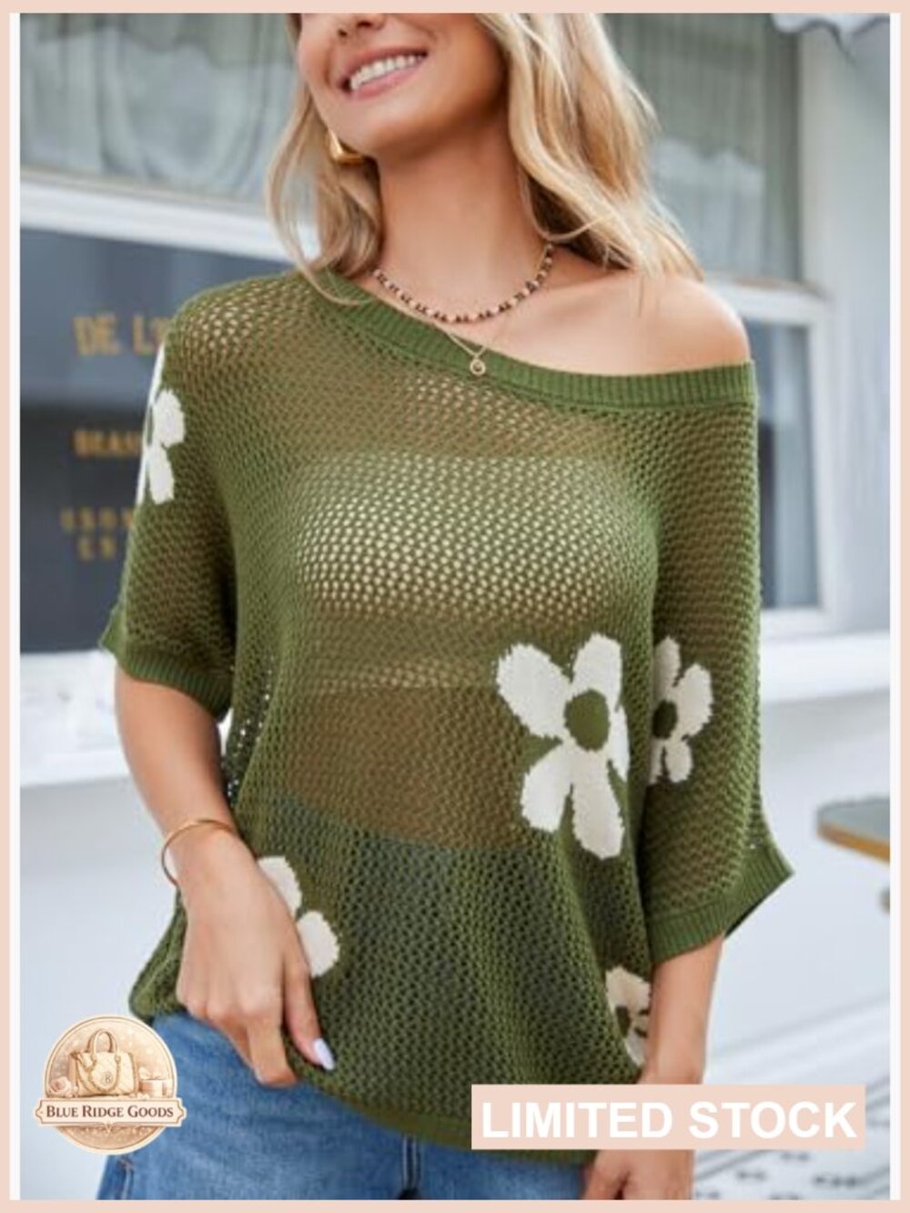Short Sleeve Crochet Sweater Floral Knit Pullover Lightweight Beach Cover Up - Picture 2 of 7